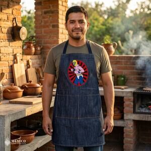 Blue Denim Men’s Bib Apron – Durable Work & Cooking Utility Design